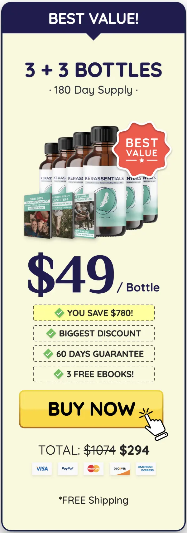 Kerassentials six bottle purchase option best value